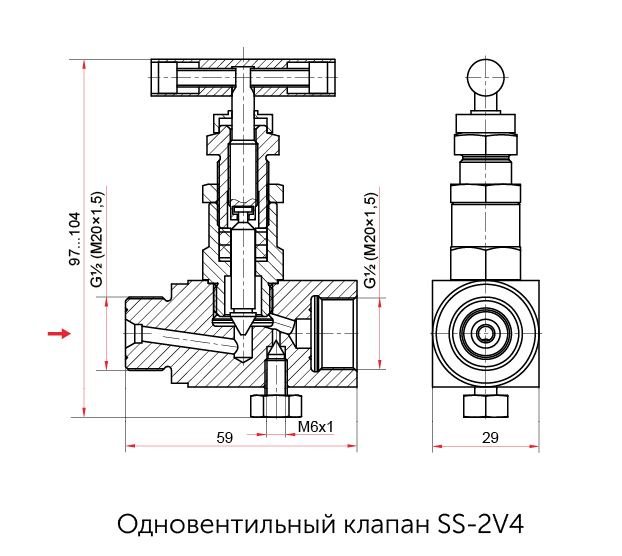 Игольчатый клапан на схеме